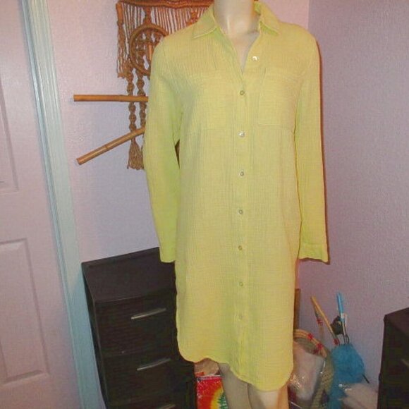 Magaschoni Dresses & Skirts - Magaschoni Organic Cotton Gauze Shirt Dress S Muslin Button Up Coastal Resort